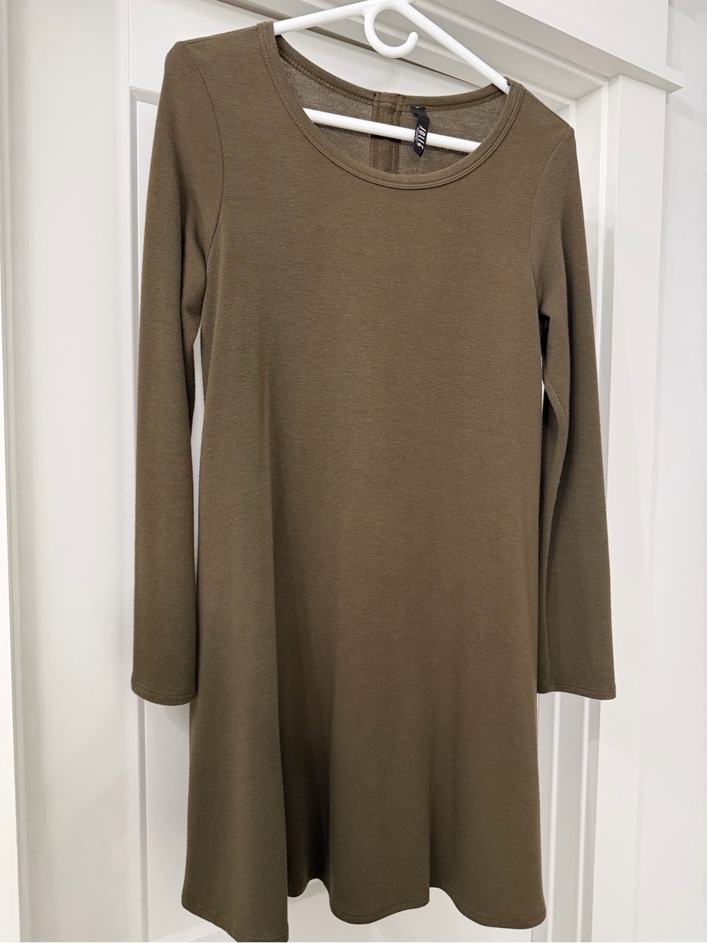 Women's Long Sleeve Olive Swing Dress with Pockets